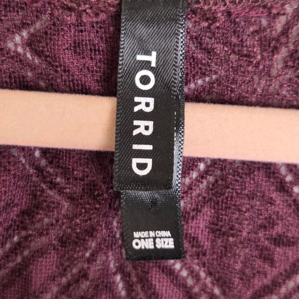 Torrid Kimono Wrap Plum Burgundy Geometric Lace Tie Waist One Size 42540296 - Picture 4 of 7